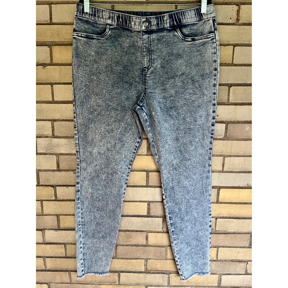 Hue Studio Blue Acid Wash Denim Mid-Rise Leggings Jeans Jeggings Size XXL NWT